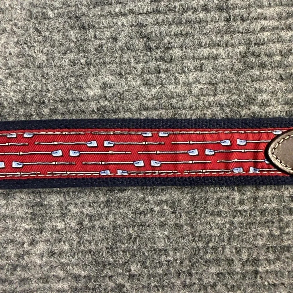 Vineyard Vines Mens Navy Red Oar Rowing Canvas Leather Club Belt Size 30 USA